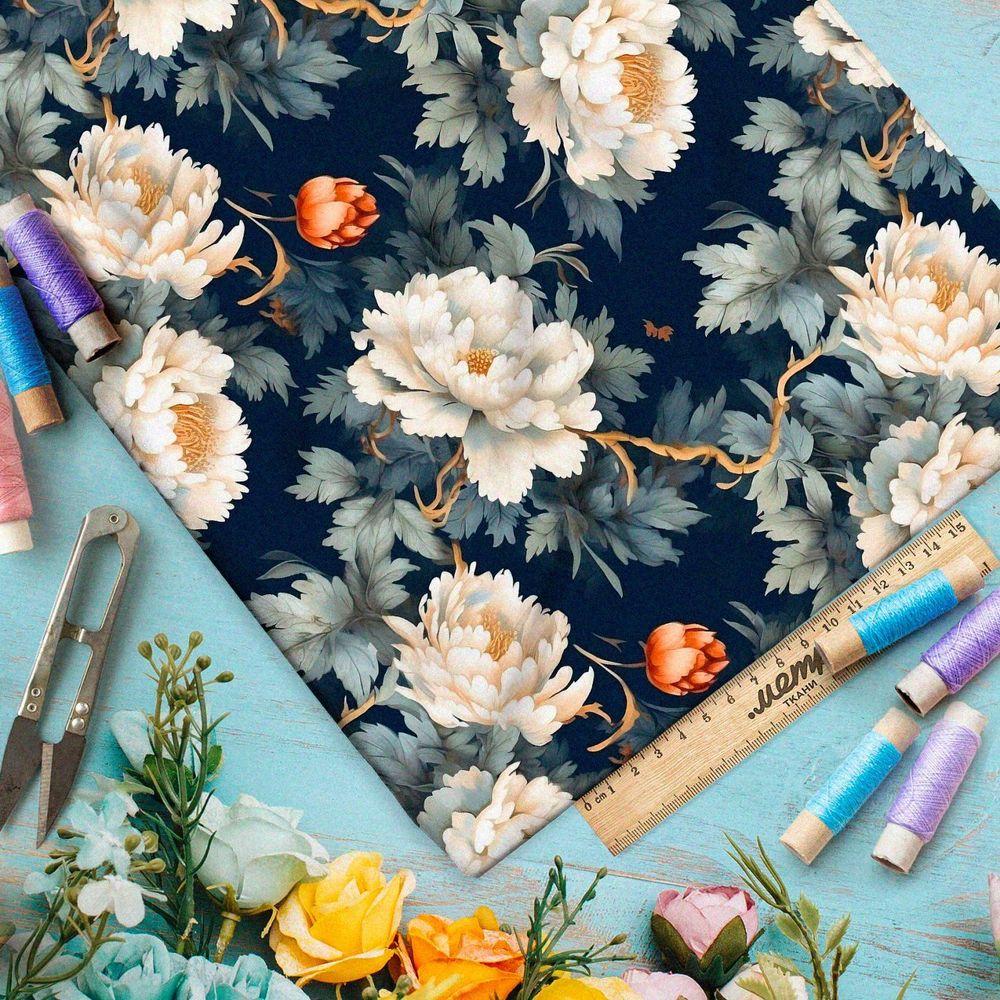 Ткань премиум Оксфорд 600D ночная цветочная изгородь