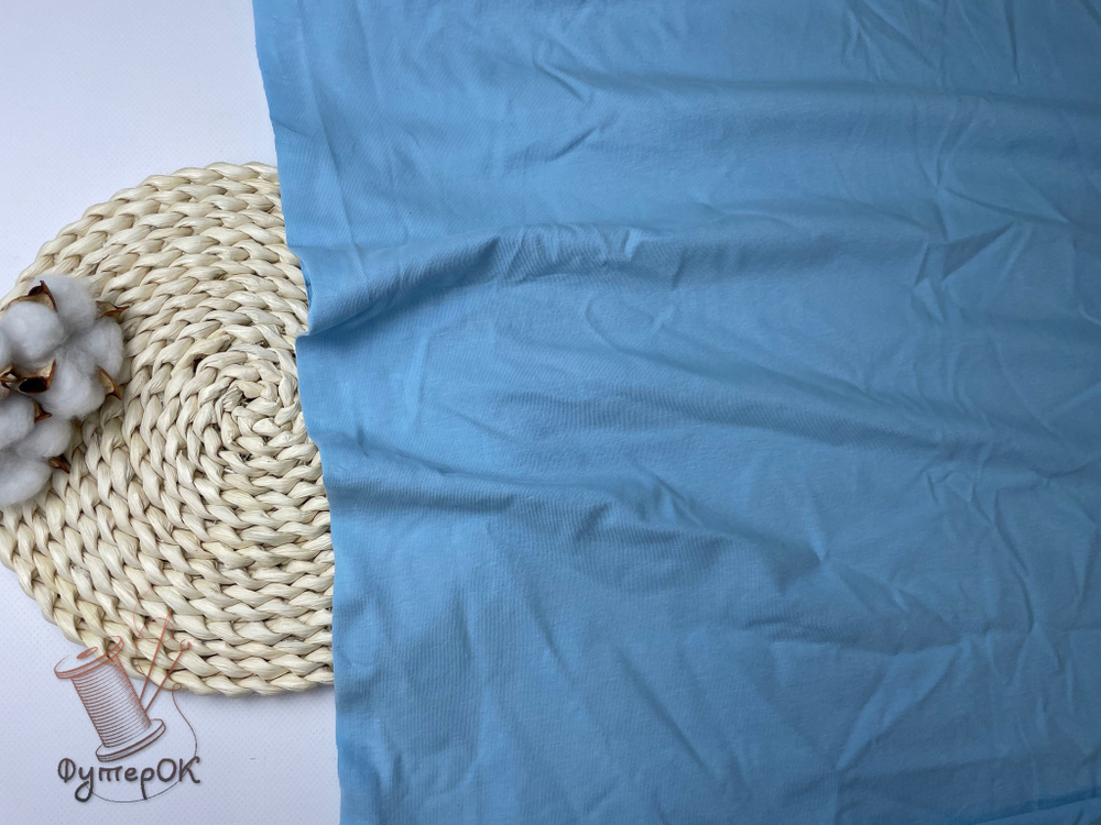 Кулирка с лайкрой с велюровым эффектом ГОЛУБАЯ