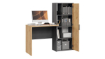 Стол письменный с полками и шкафом Графит Серый/Дуб Крафт Золотой 133,4х50х135 см