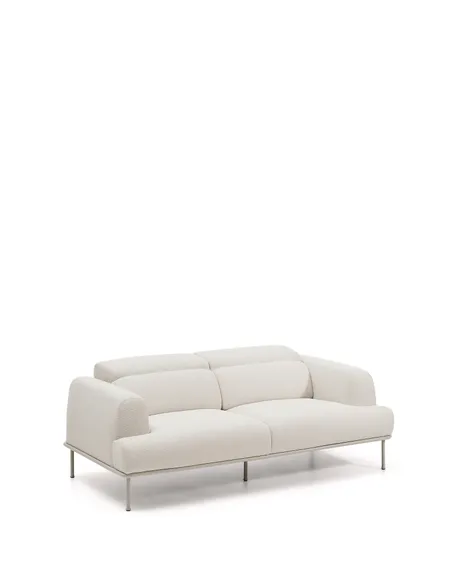 2-местный диван Aurum из шенилла цвета экрю и бежевого металла 210 см