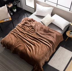 Плед двуспалка Коричневый Барашка Велюр-Плюш 200х230