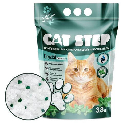 Наполнитель впитывающий силикагелевый CAT STEP Arctic Fresh Mint, 3,8 л