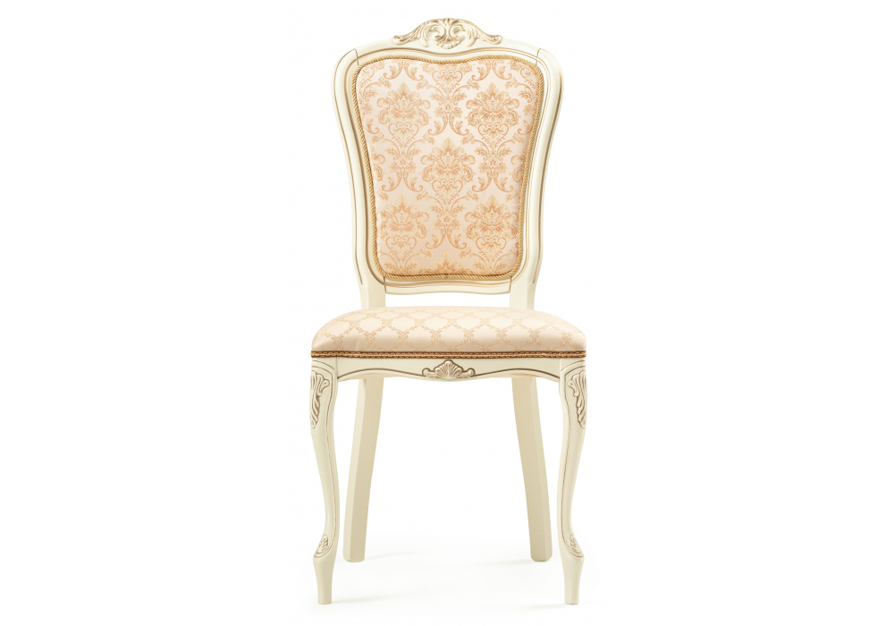 Стул деревянный Woodville Руджеро патина золото, бежевый комби, ножки белые