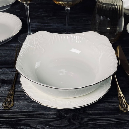 Lenardi 305-071 Квадартный салатник 20,5см АВРОРА ЗОЛОТО в под.уп.(х12)Фарфор