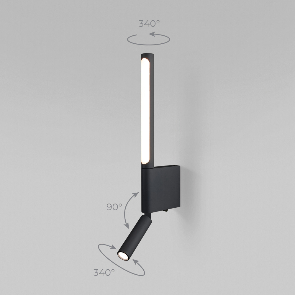 Светильник настенный поворотный светодиодный Sarca LED черный 4000К 40111/LED черный