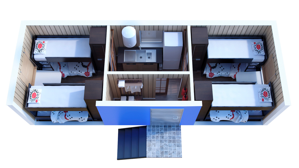 Вагон-дом 8х2,8м жилой на 8 человек с тамбуром