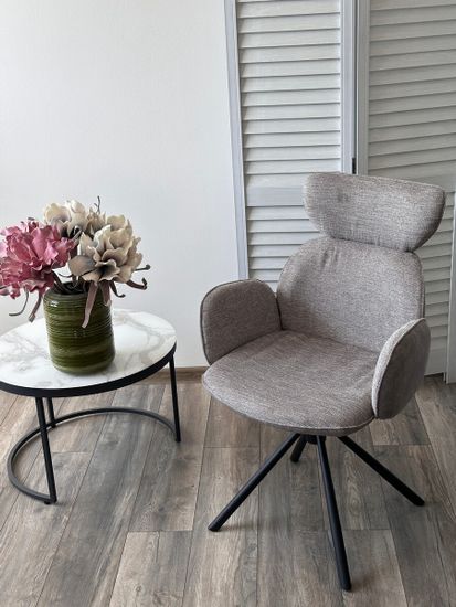 Стул VARDY 360 град.поворот. Brego-07 Серый, ткань/ 7525-180 Серый, велюр/Черный