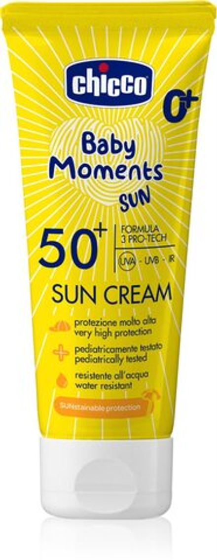 Chicco Baby Moments Sun - солнцезащитный крем SPF 50+ для детей с рождения /   75  ml  / GTIN 8058664155620