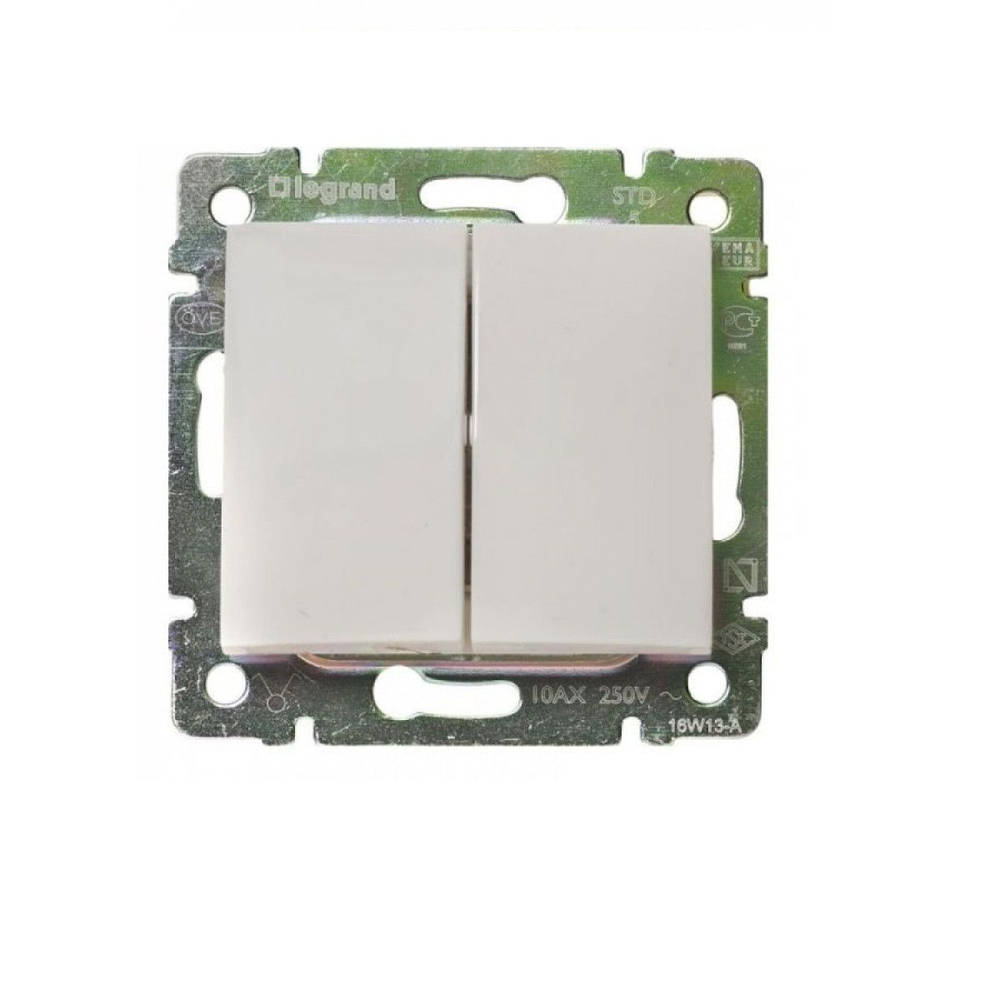 77 4408 Выключатель 2 клавишный проходной 10 шт белый