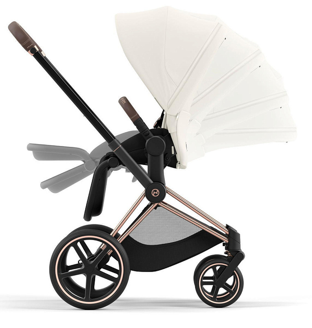 Коляска 3 в 1 Cybex Priam IV Rosegold complete и автокресло Aton S2 i-Size Moon Black Off White