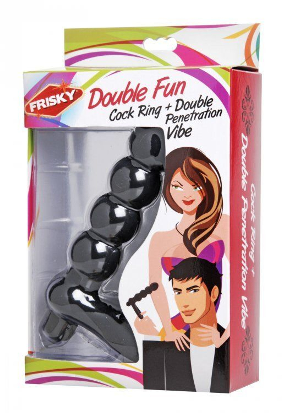Насадка для двойного проникновения Double Fun Cock Ring with Double Penetration Vibe (Цвет: черный)