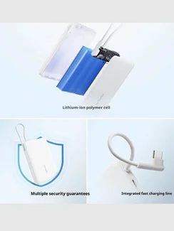 Внешний аккумулятор Vivo 33W Power Bank 10000 mAh Speed белый (33W Built-In USB Cable)