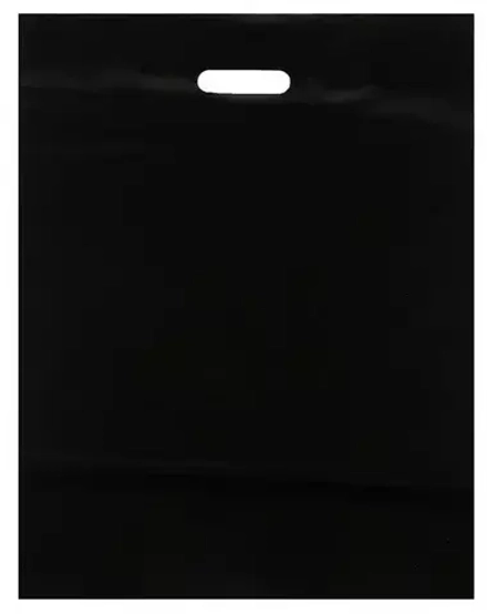Черный полиэтиленовый пакет с вырубной ручкой 30*40+3см 50мкм