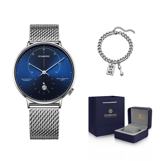 STARKING Junlang Collection Automatic Mechanical Movement Stainless Steel Watchband Watch Unisex White Dial