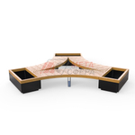 Лавка Rail Road 03 вогнутая с 3-мя вазонами