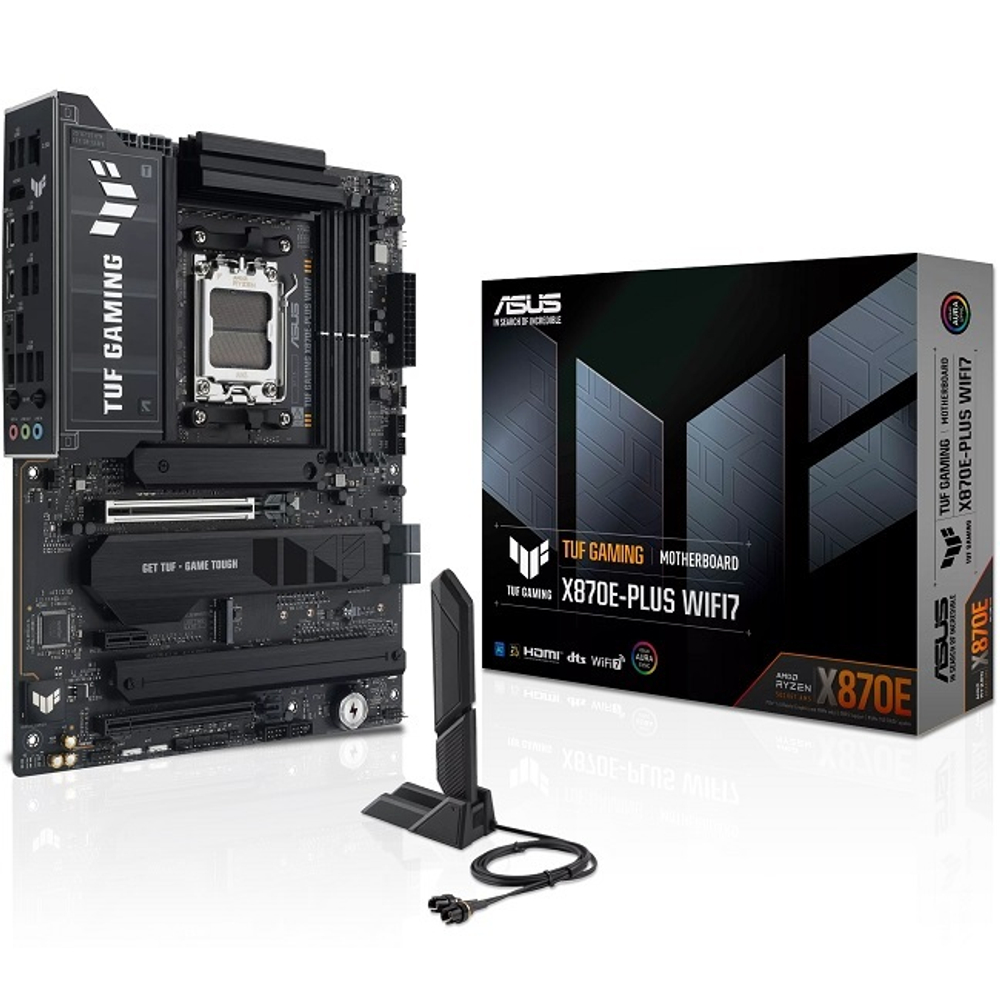 Материнская плата ASUS TUF GAMING X870E-PLUS WIFI7 (AM5/AMD X870E/4xDDR5/2xPCI-Ex16/PCI-Ex1/4xM.2/SB/Wi-Fi/BT/HDMI/ATX)