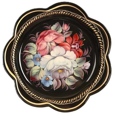 Жостовский поднос декоративный, размер 18 см (A1), металлический