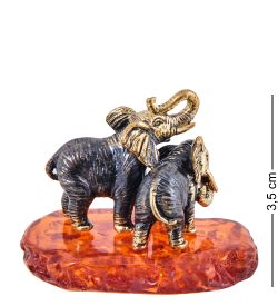 Народные промыслы AM- 205 Фигурка «Слоны» (латунь, янтарь)
