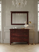 Зеркало настенное 100х70, Джоли, в ванную, прихожую, деревянная рама, массив березы, красный, MAKOSA