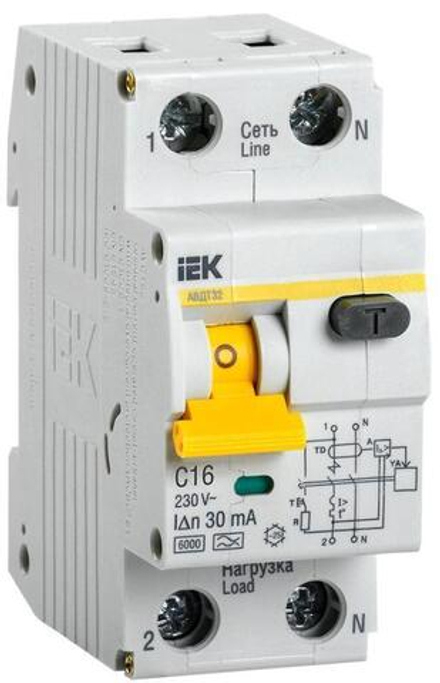 Диф. Авт. 2п 16А 30мА тип А 6кА IEK