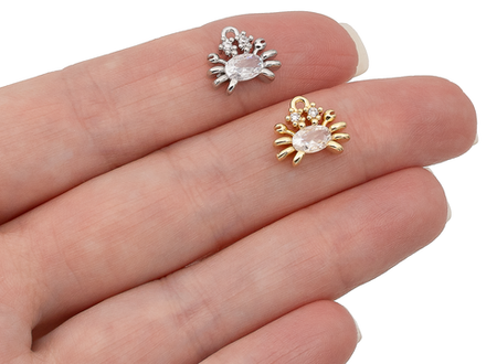 Подвеска "Краб" с фианитом, 10мм