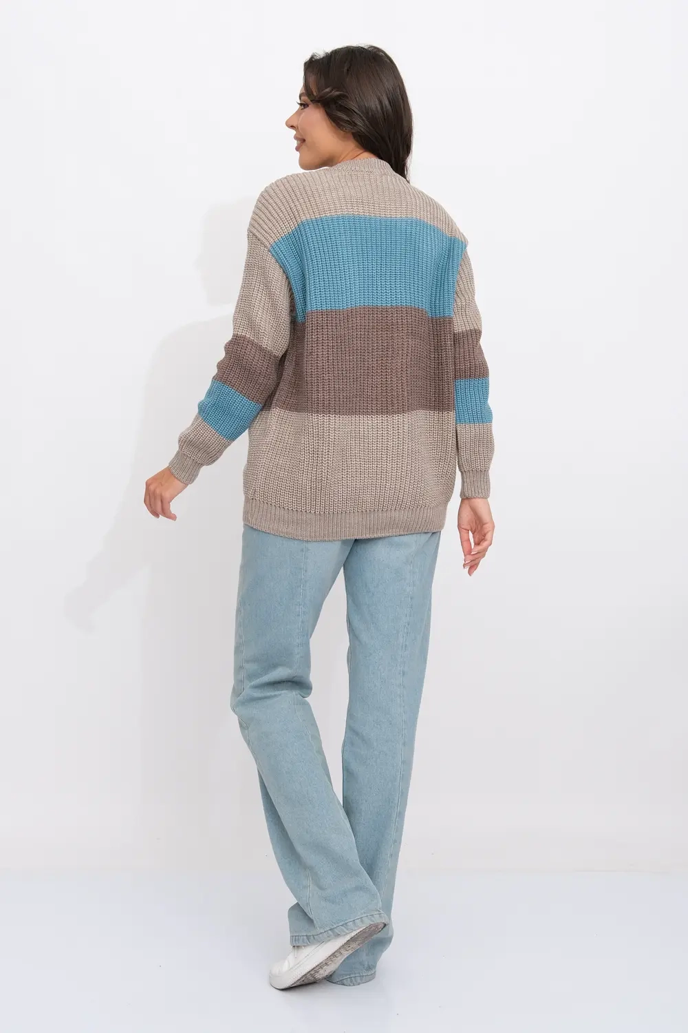 Жакет В 1558/бежево-бирюзовый