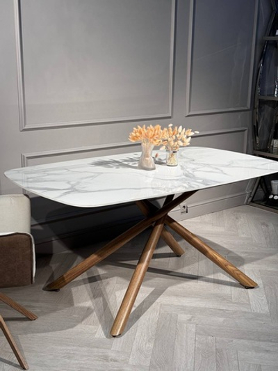Стол обеденный Неаполь,160x90x76 см, белый мрамор