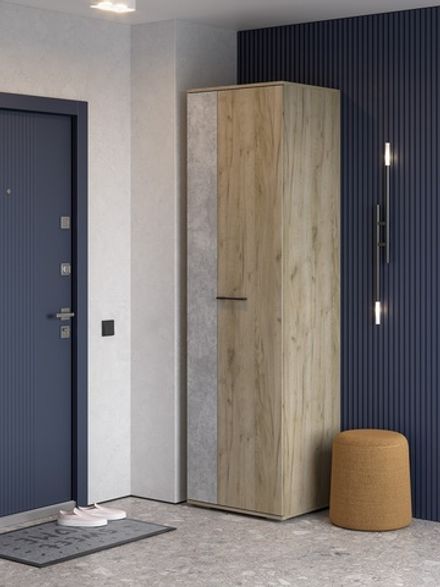 Шкаф двухстворчатый Бостон ШК-600 (дуб крафт серый/ бетонный камень NEW), Интерьер Центр, г.Пенза