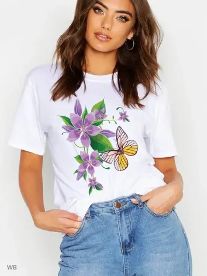Футболка бабочка с цветком