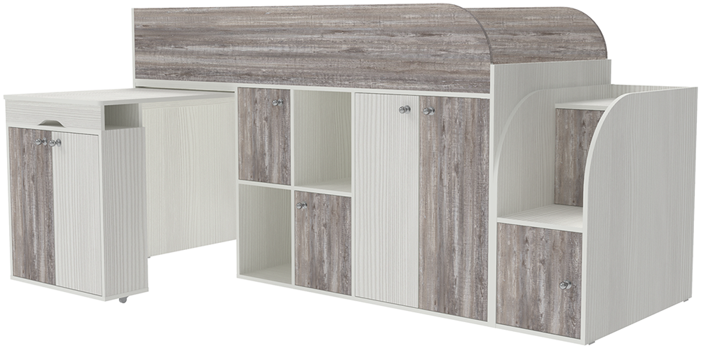 Кровать-чердак КарИВи Малыш 3 Белое Дерево Бетон