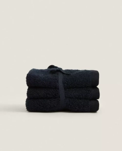 ZARA HOME (НАБОР ИЗ 3 ШТ.) ПОЛОТЕНЦЕ ИЗ ВЫСОКОКАЧЕСТВЕННОГО ХЛОПКА, СИНИЙ