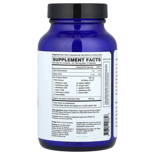 Ora, Trust Your Gut, высокоэффективный пробиотик и пребиотик, 60 капсул