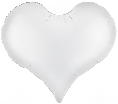 Шар (24''/61 см) Сердце, Люкс, Белый, Сатин, 1 шт. в уп.