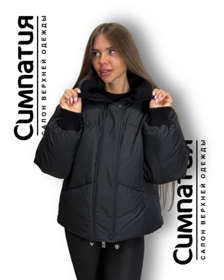 Универсальная куртка до -15 черного цвета с высоким воротником стойка
