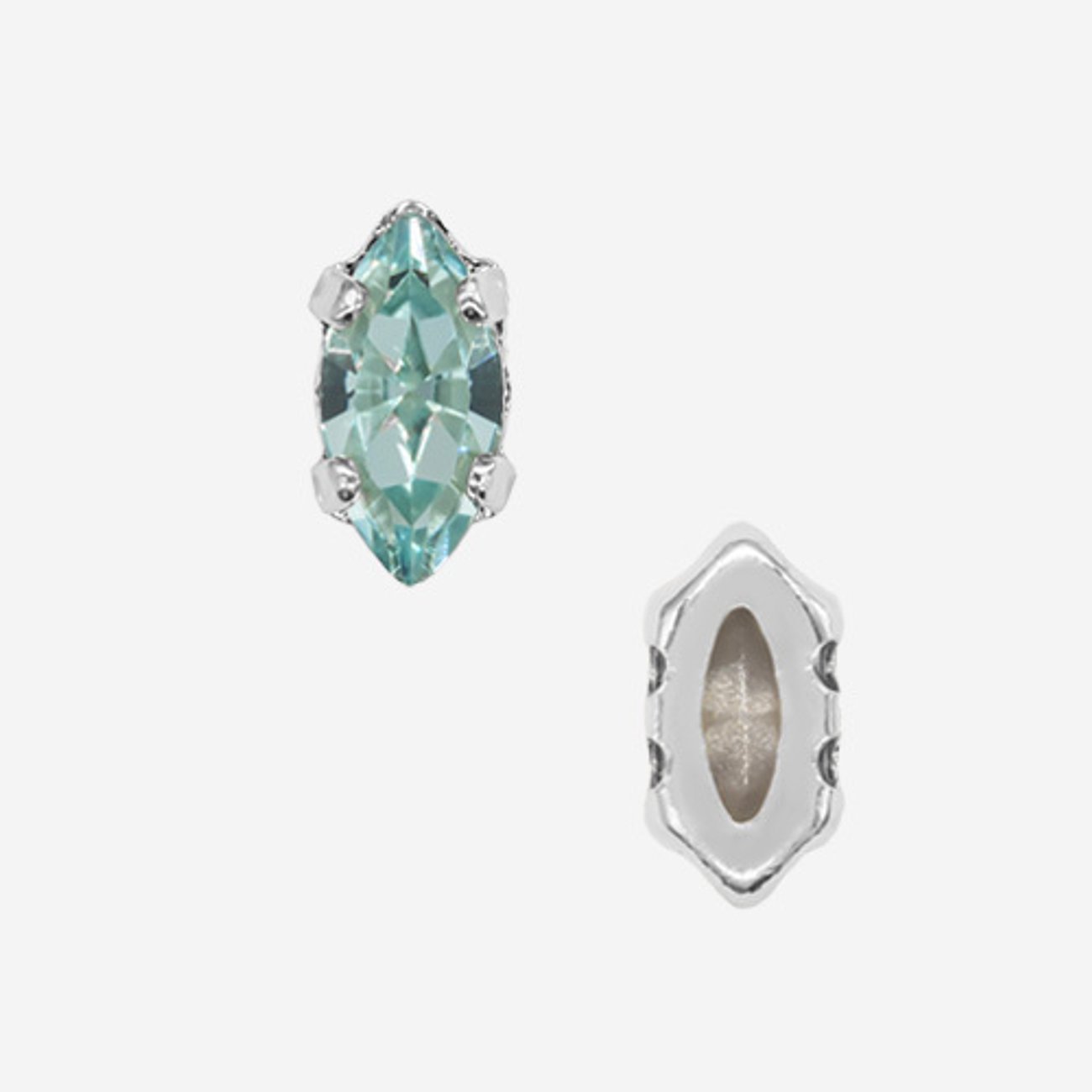 Кристалл Маркиз (Marquise Fancy Stone) в цапах, оттенок "Аквамарин"/"Aquamarine", 6*3мм, родирование