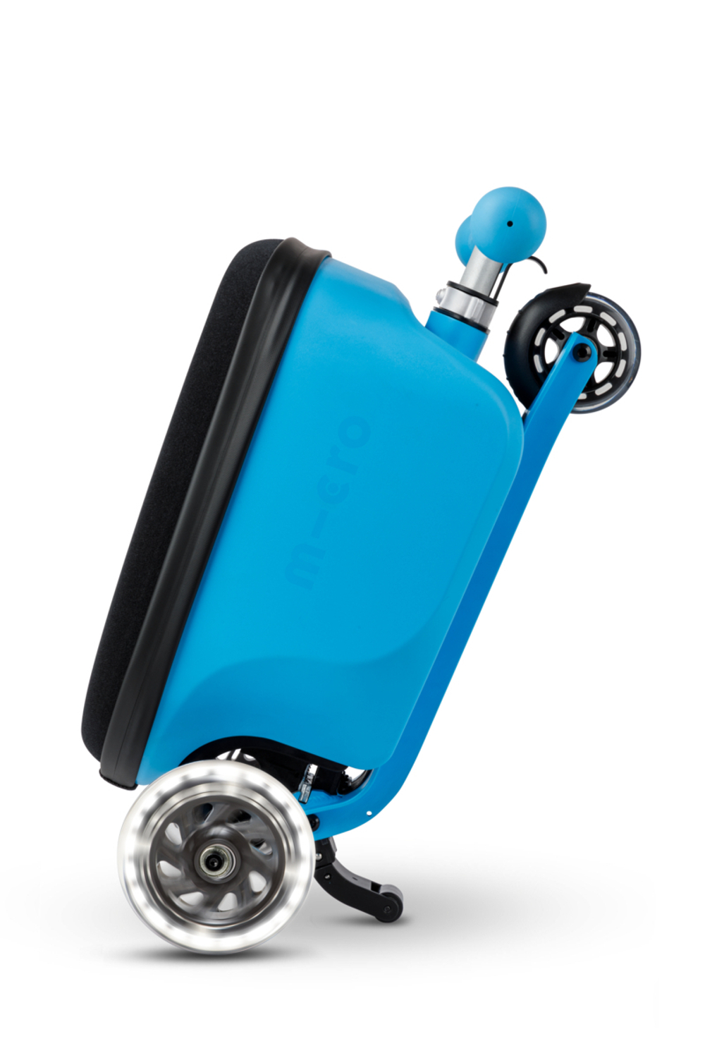 Чемокат Micro Luggage Junior LED синий с наклейками