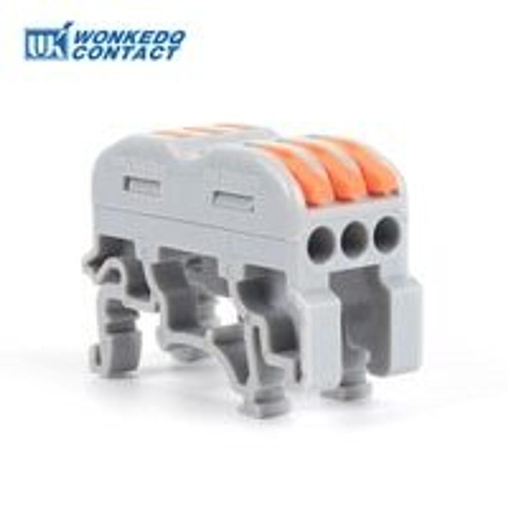 Клемма монтажная проходная СМК 6 отверстий 4мм2 (100 шт.) на DIN рейку  222-213 рычажковая 450V/32A WONKE ELECTRIC