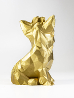 Статуэтка собаки породы Йорк (York dog) полигональная 210мм, 3D печать, золотой