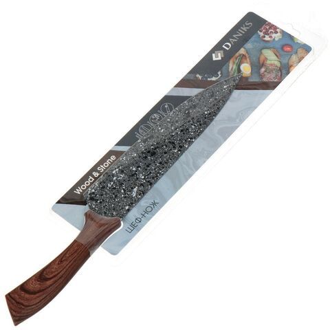 Нож кухонный Daniks, Wood&Stone, шеф-нож, нерж сталь, 20 см, рук пласт, YW-A233-CH