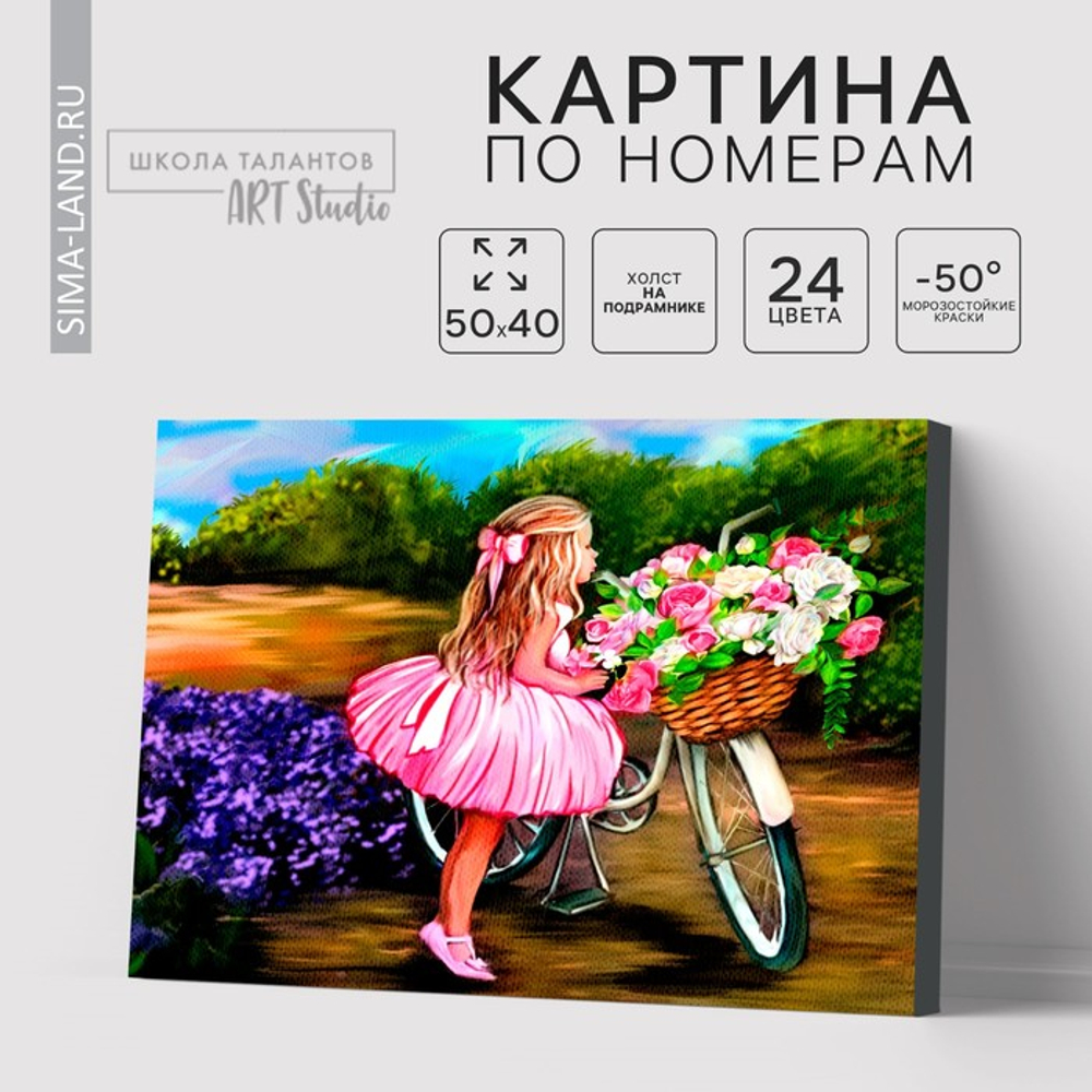 Картина по номерам на холсте с подрамником "Девочка с велосипедом" 40*50 см 5351082