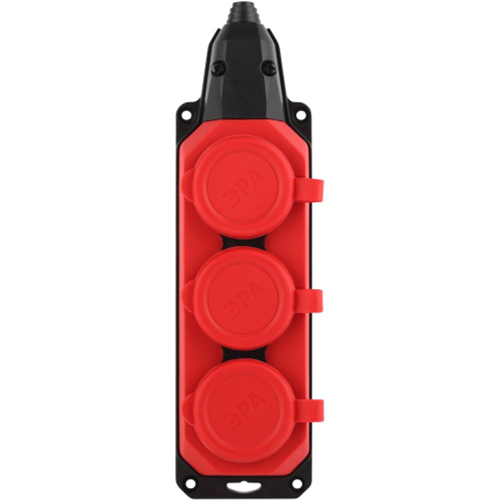 Колодка ЭРА K-3e-RED-IP44 каучуковая с заземлением 3 розетки 16A IP44 красная | Колодки