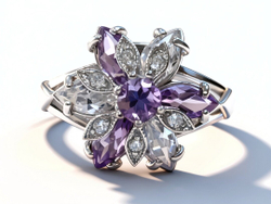 Ювелирное кольцо из серебра 925 пробы,вставка аметист,фианиты,размер 20.5