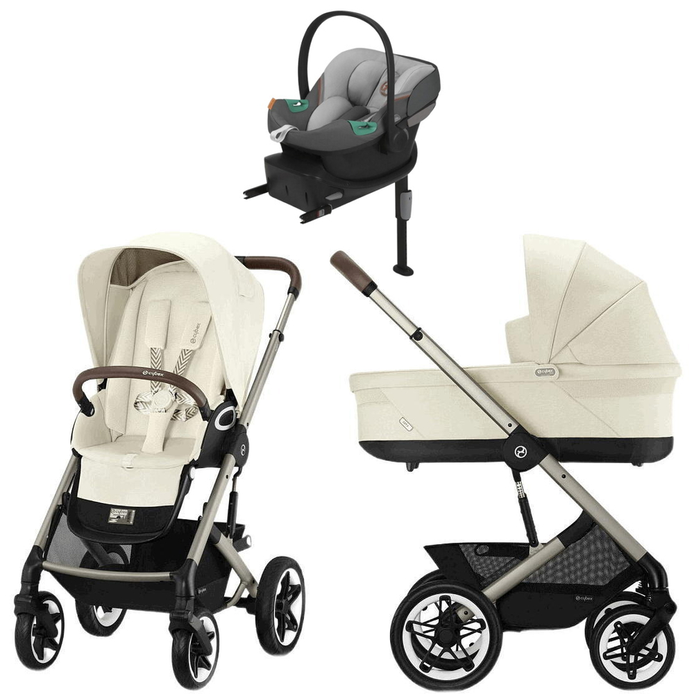 Коляска Cybex Talos S Lux TPE complete Aton S2 Lava Grey Base One 4 в 1 Seashell Beige с дождевиками