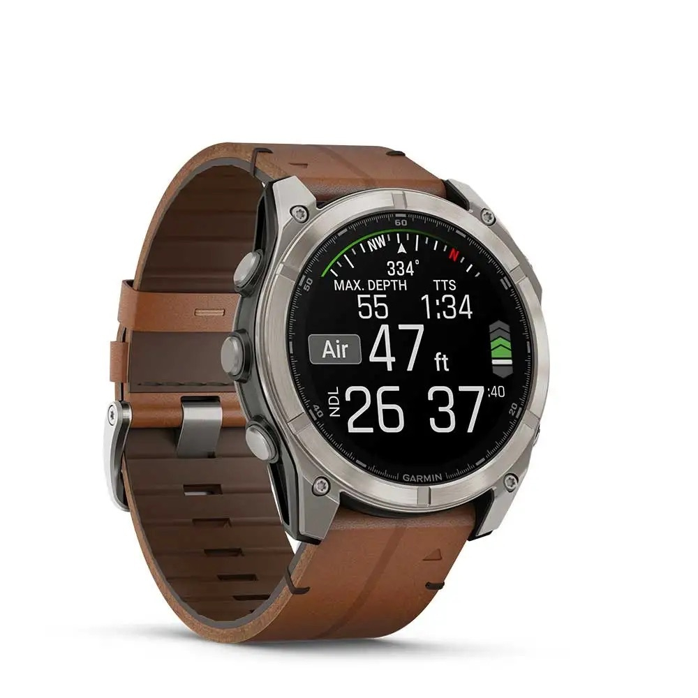 Умные часы Garmin Fenix 8, 51 мм, AMOLED, Sapphire bare Titanium, black with chestnut leather band plus graphite silicone band