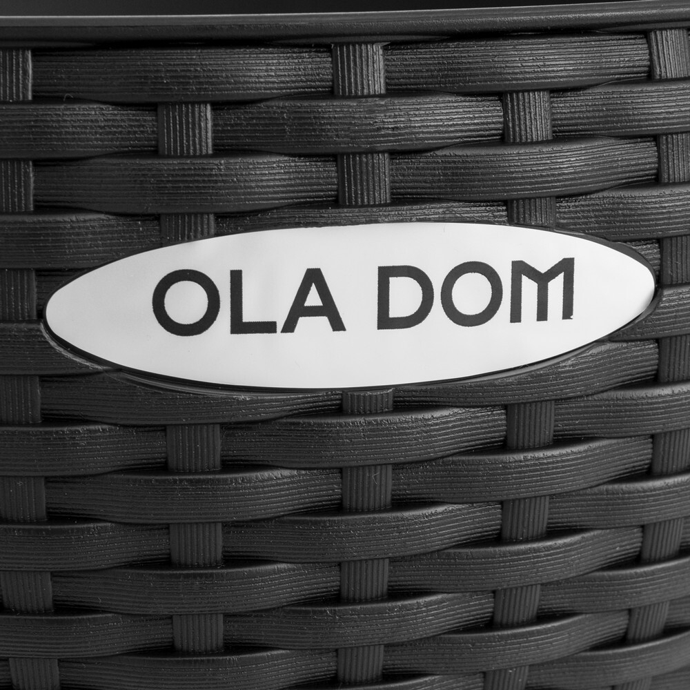 Круглое подвесное кашпо Rattan Ola Dom, 5 литров. Цвет: Антрацит.