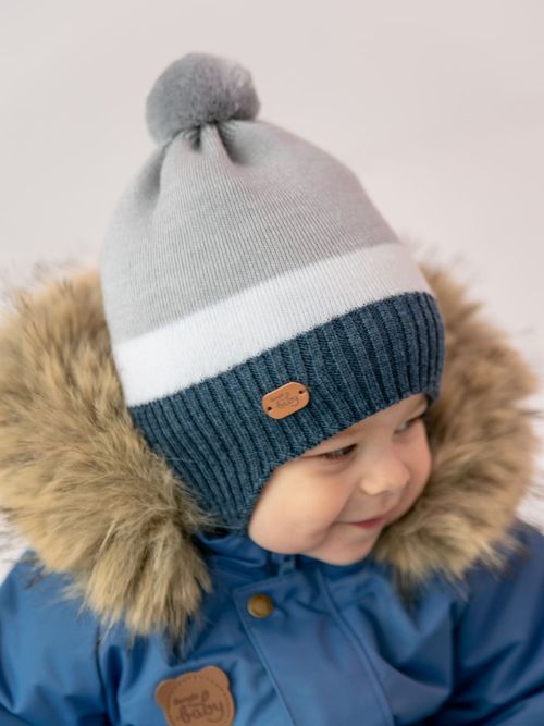 Шапка зимняя из смесовой шерсти в полоску 