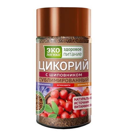 Экологика Цикорий натуральный растворимый с шиповником, стек. банка, 85г