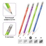 Карандаш чернографитный ЮНЛАНДИЯ "МЕТАЛЛИК", 1 шт., HB, с ластиком, корпус ассорти, 181764