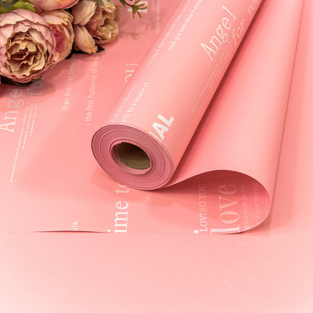 Пленка В рулоне 32 м х 58 см с печатью (Розовый)