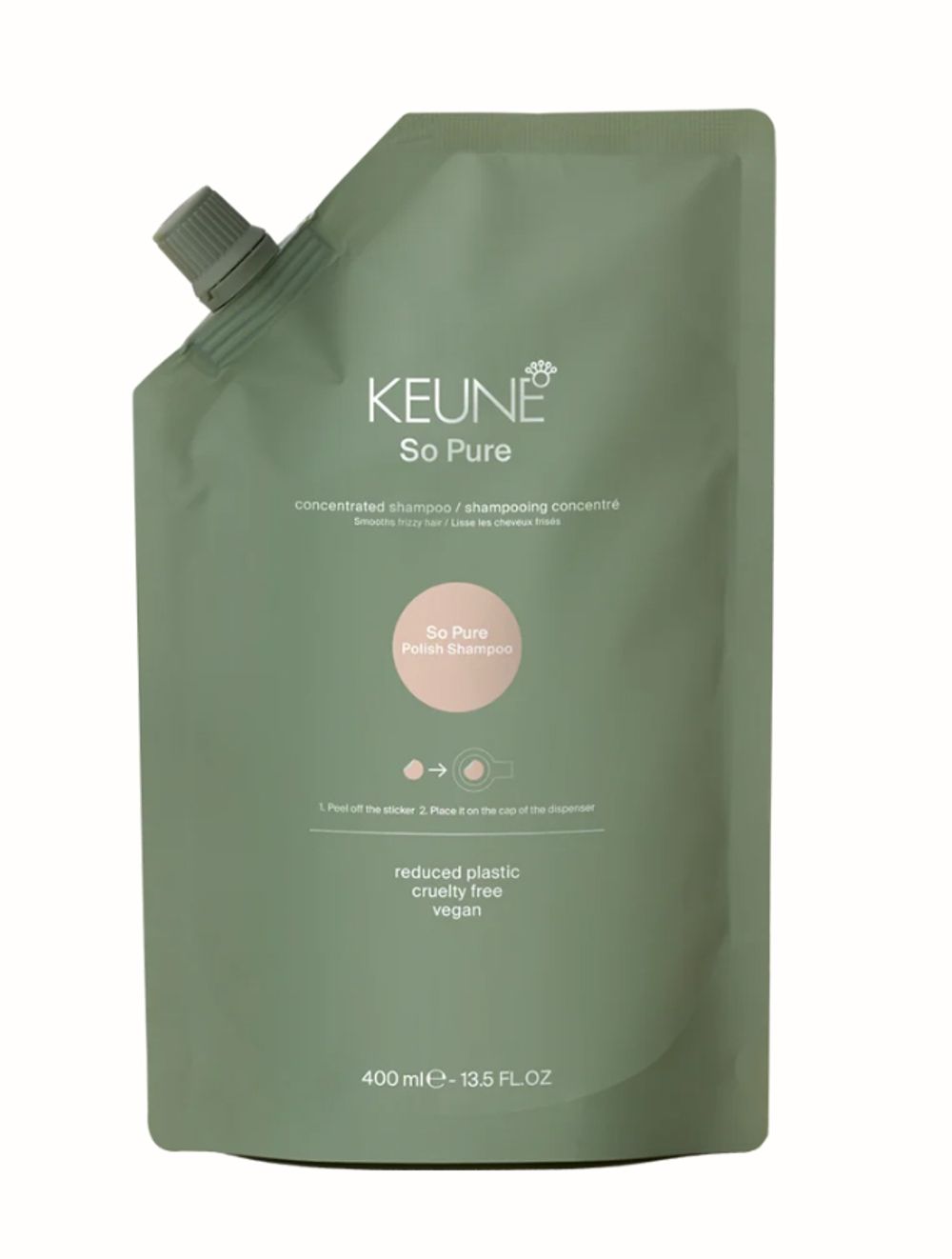 Keune спа шампунь ПОЛИРУЮЩИЙ So Pure Polish Shampoo Refill 400 мл